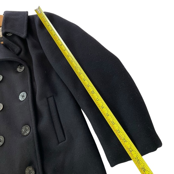 VTG Fox Knapp Mens 36 Black Peacoat Anchor Buttons Quilted Lined Double Breasted - Picture 13 of 13